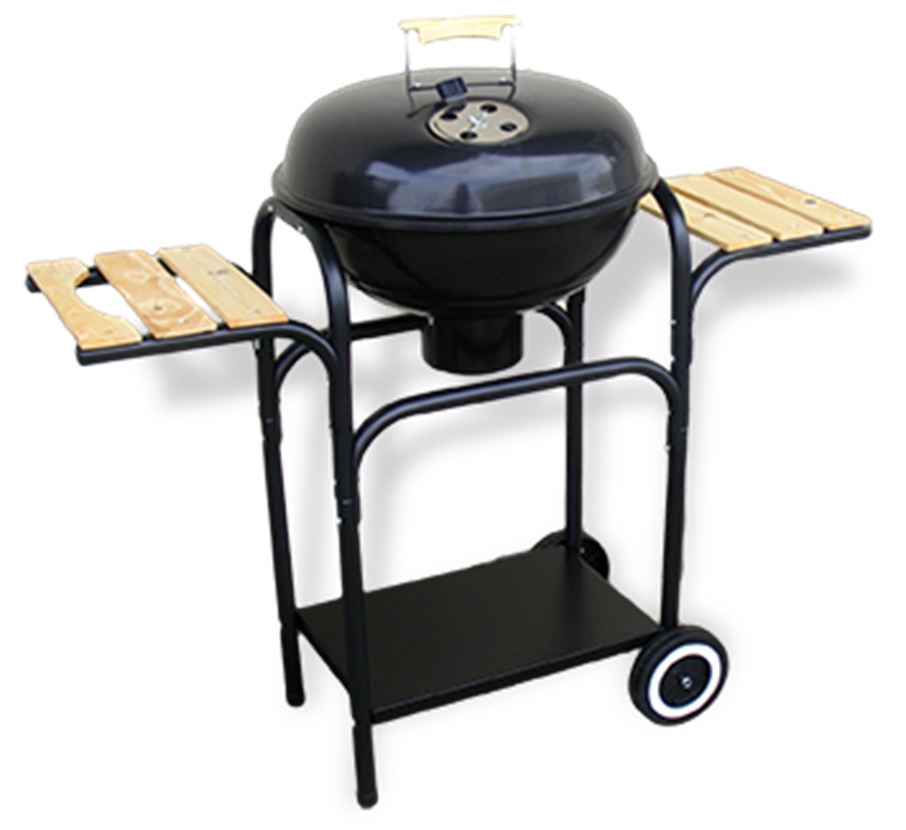 GRILL OKRĄGŁY Z PÓŁKAMI Z POKRYWĄ  RUSZT CHROMOWANY ŚR. 43CM