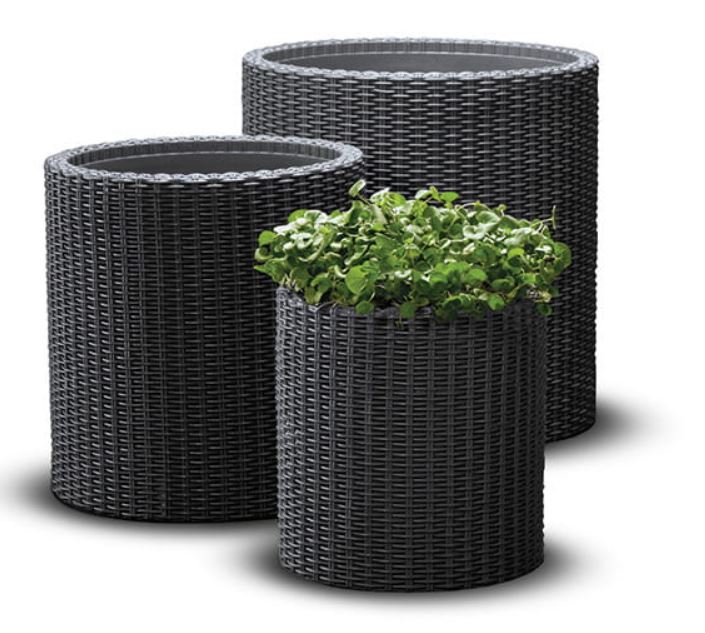 ZESTAW 3 DONIC KETER CYLINDER PLANTER S+M+L - GRAFIT
