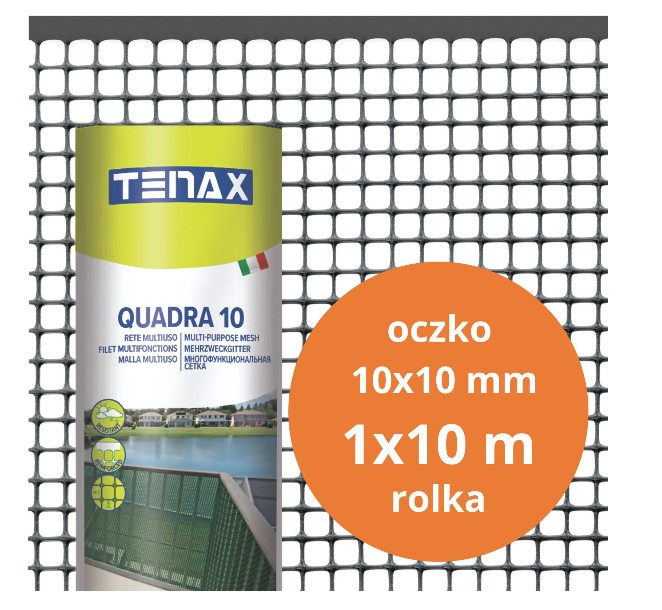 SIATKA PVC QUADRA 10 GRAFIT 1.0M*10MB OCZKO 10MM