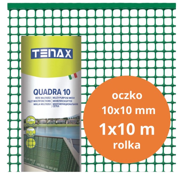 SIATKA PVC QUADRA 10 ZIELONA 1.0M*10MB OCZKO 10MM