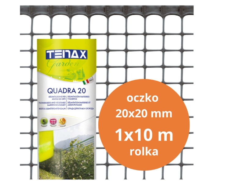 SIATKA PVC QUADRA 20 GRAFIT 1.0M*10MB OCZKO 20MM