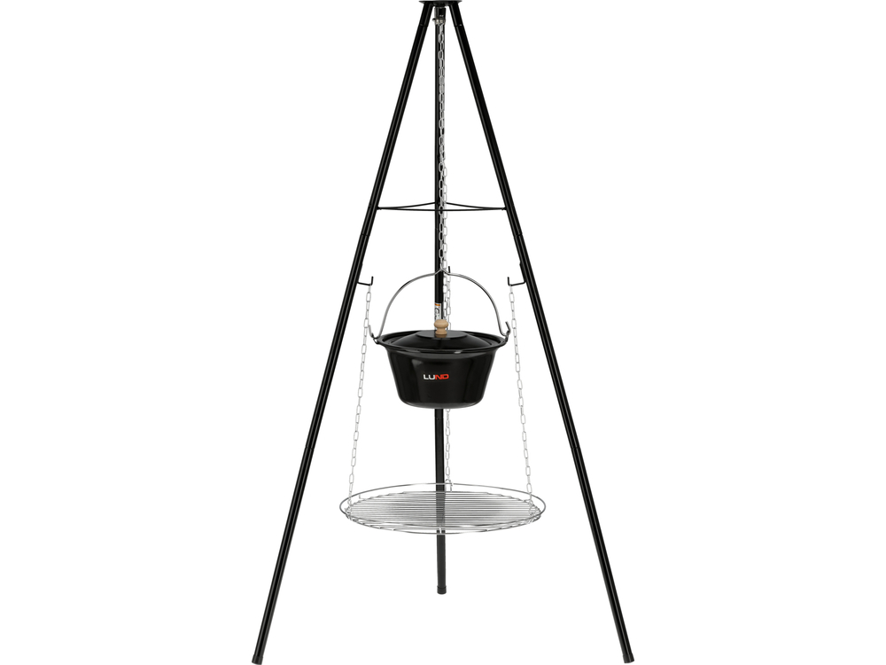 GRILL Z KOCIOŁKIEM 6L WISZĄCY NA TRÓJNOGU RUSZT 49CM