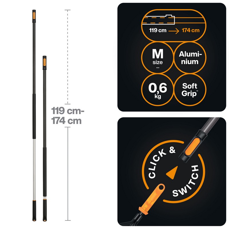 TRZONEK, DRĄŻEK TELESKOPOWY M ONECLICK 119-174 CM