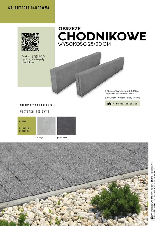 Obrzeże chodnikowe 8x30x100 - Polbruk