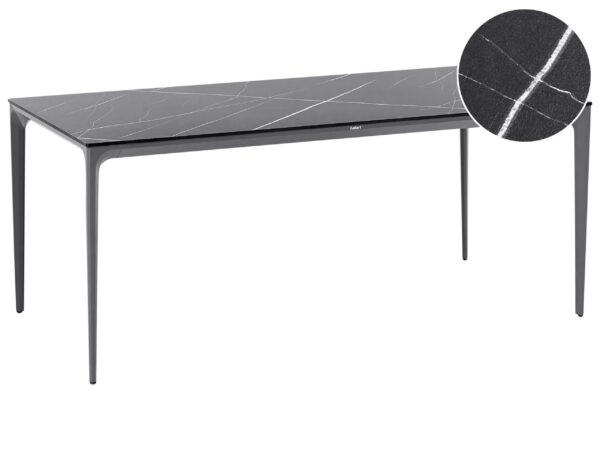 Stół ogrodowy SOVARETO 180 cm 90 cm Efekt marmuru Czarny marmur