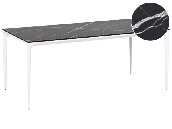 Stół ogrodowy SOVARETO 180 cm 90 cm Efekt marmuru Czarny marmur