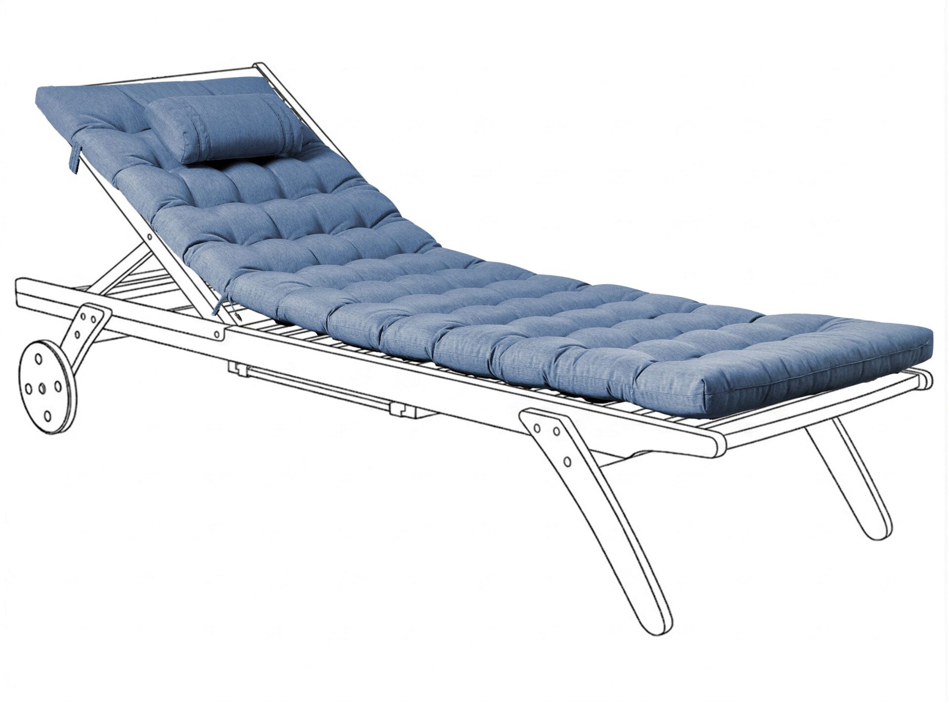 Poduszka na leżak ogrodowy CESANA PREMIUM 192 x 56 cm Niebieski