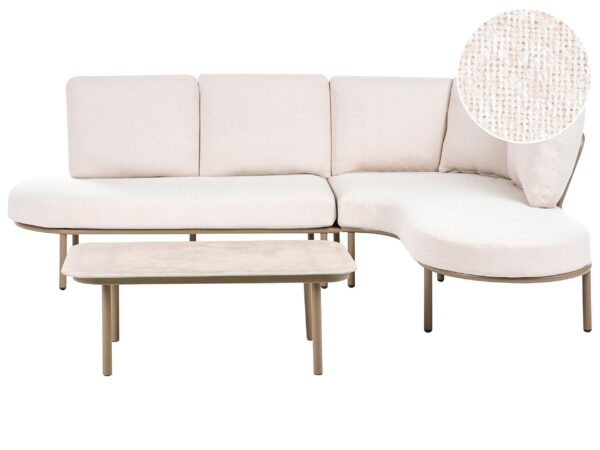 Sofa ogrodowa ze stolikiem dla 4 osób POLLINA Brązowy Metal