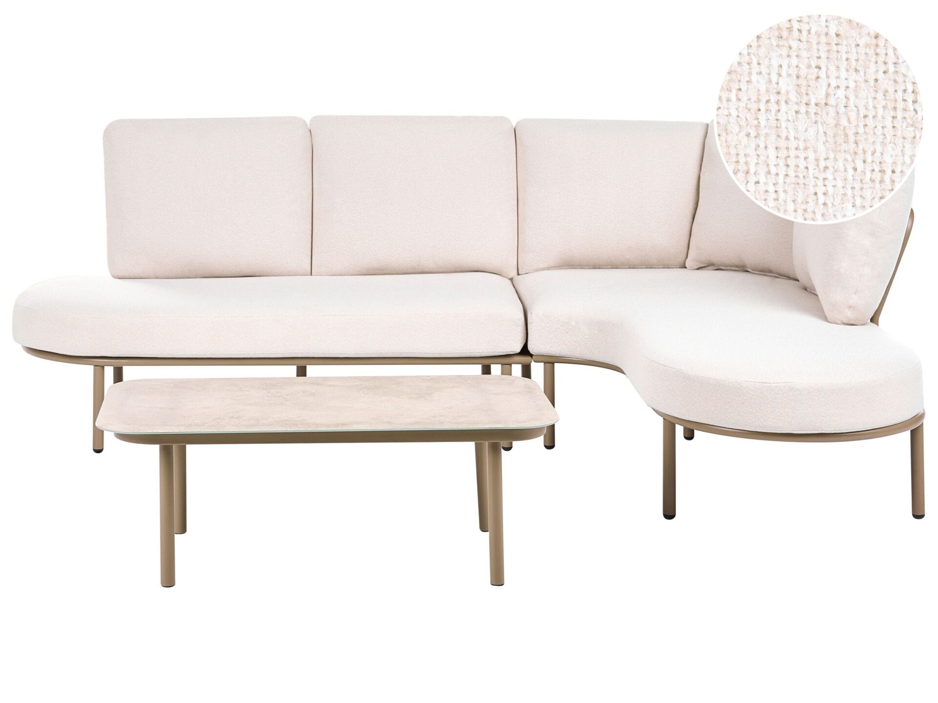 Sofa ogrodowa ze stolikiem dla 4 osób POLLINA Brązowy Metal