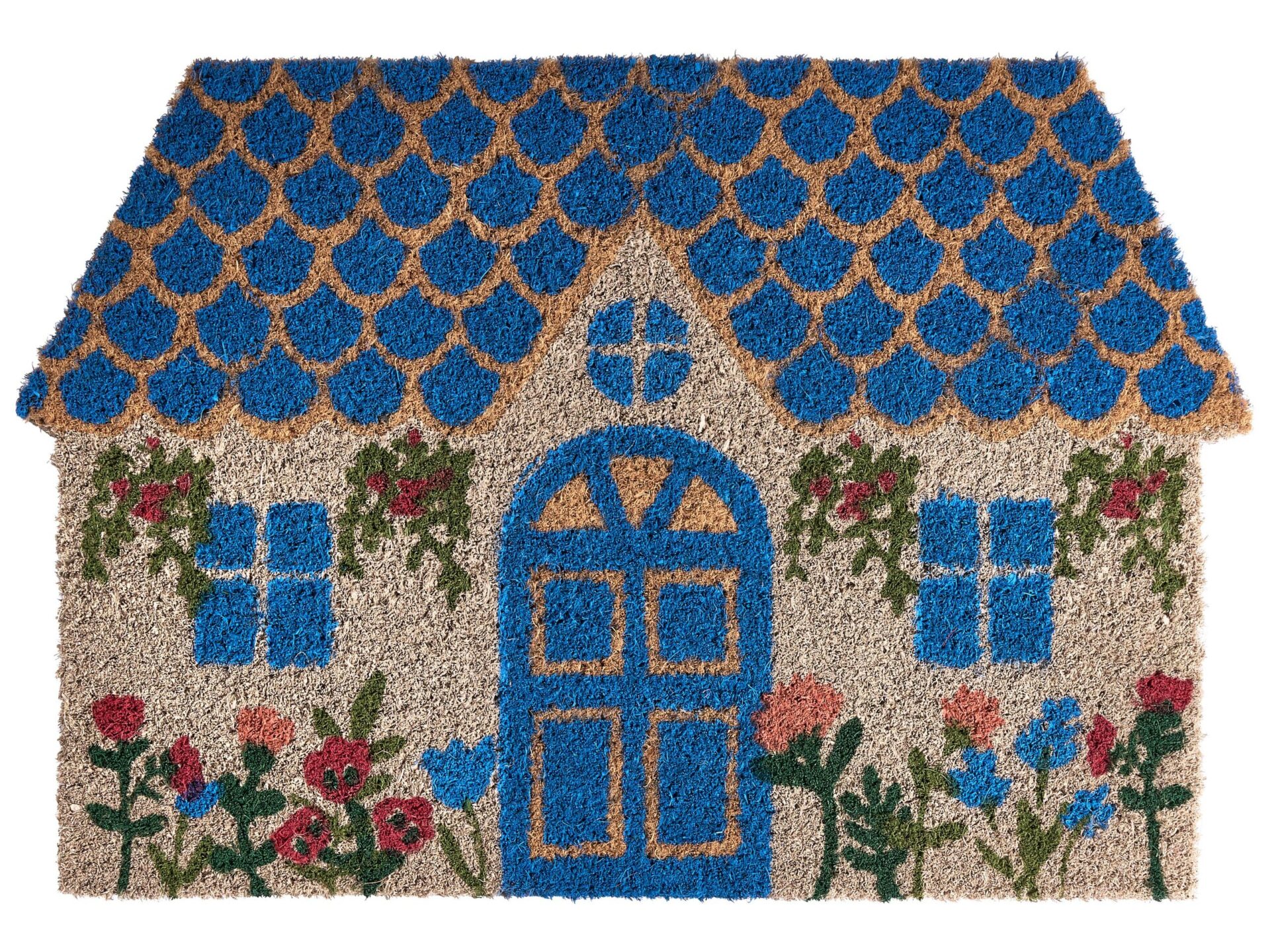 Wycieraczka ROSARIO Niebieski 60 x 90 cm Domek Włókno kokosowe