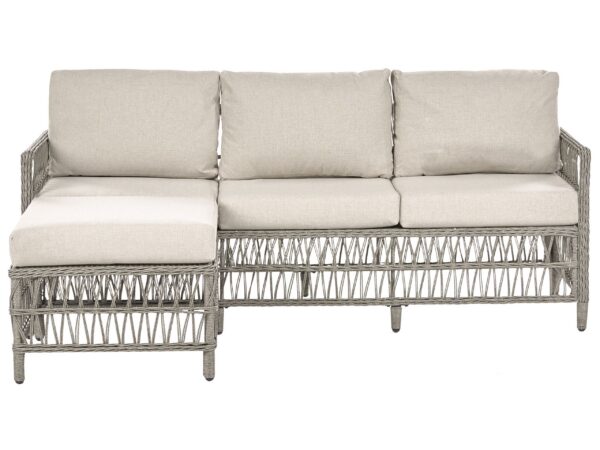 Sofa ogrodowa z otomaną dla 3 osób OFENA Technorattan Szary