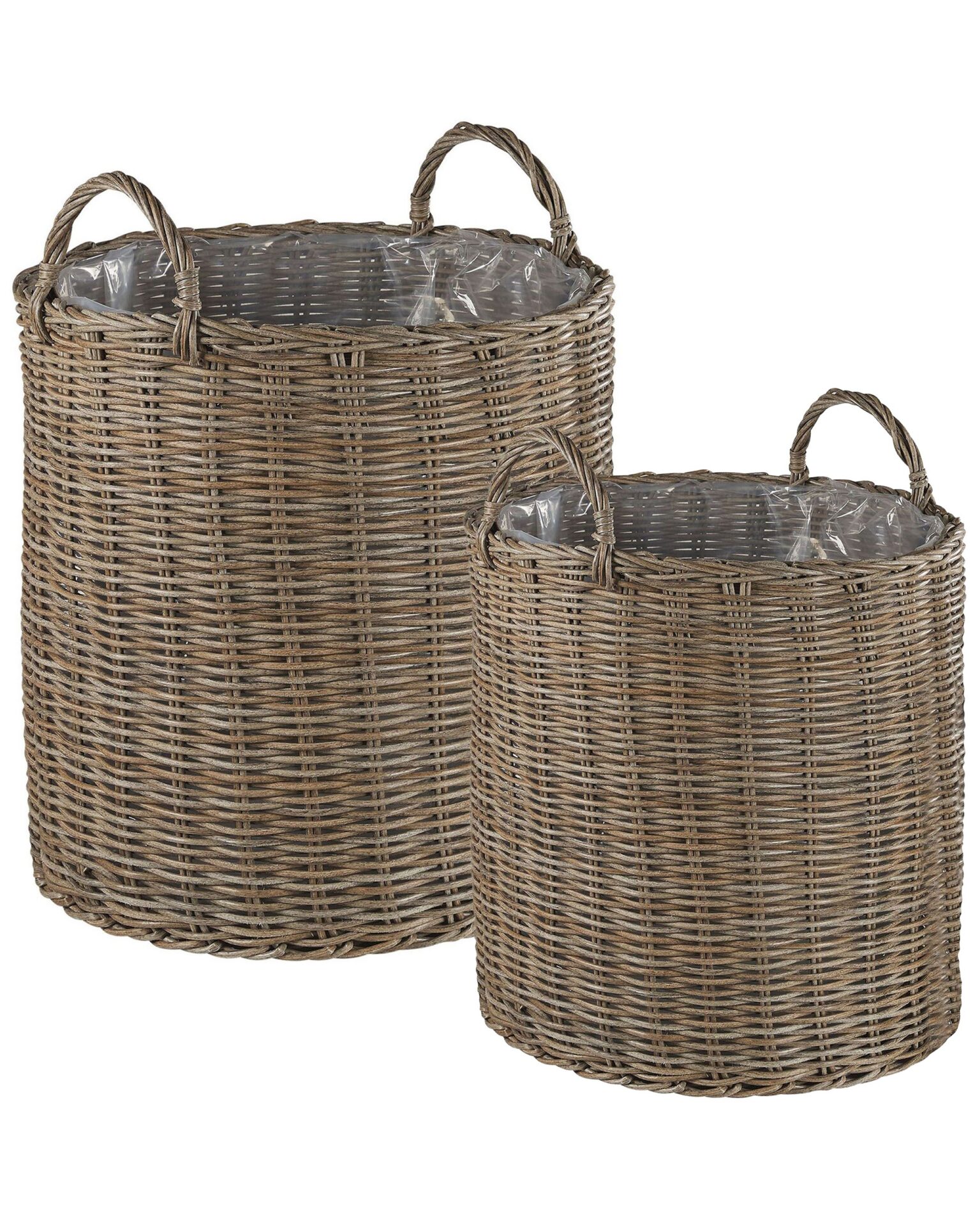Zestaw 2 koszy na kwiaty BITOLA 40/48 cm Brązowy Technorattan