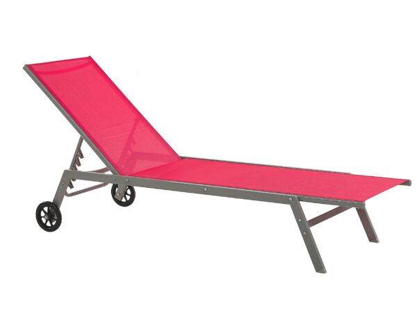 Leżak ogrodowy LEVANZO Rozkładany Metal Czerwony