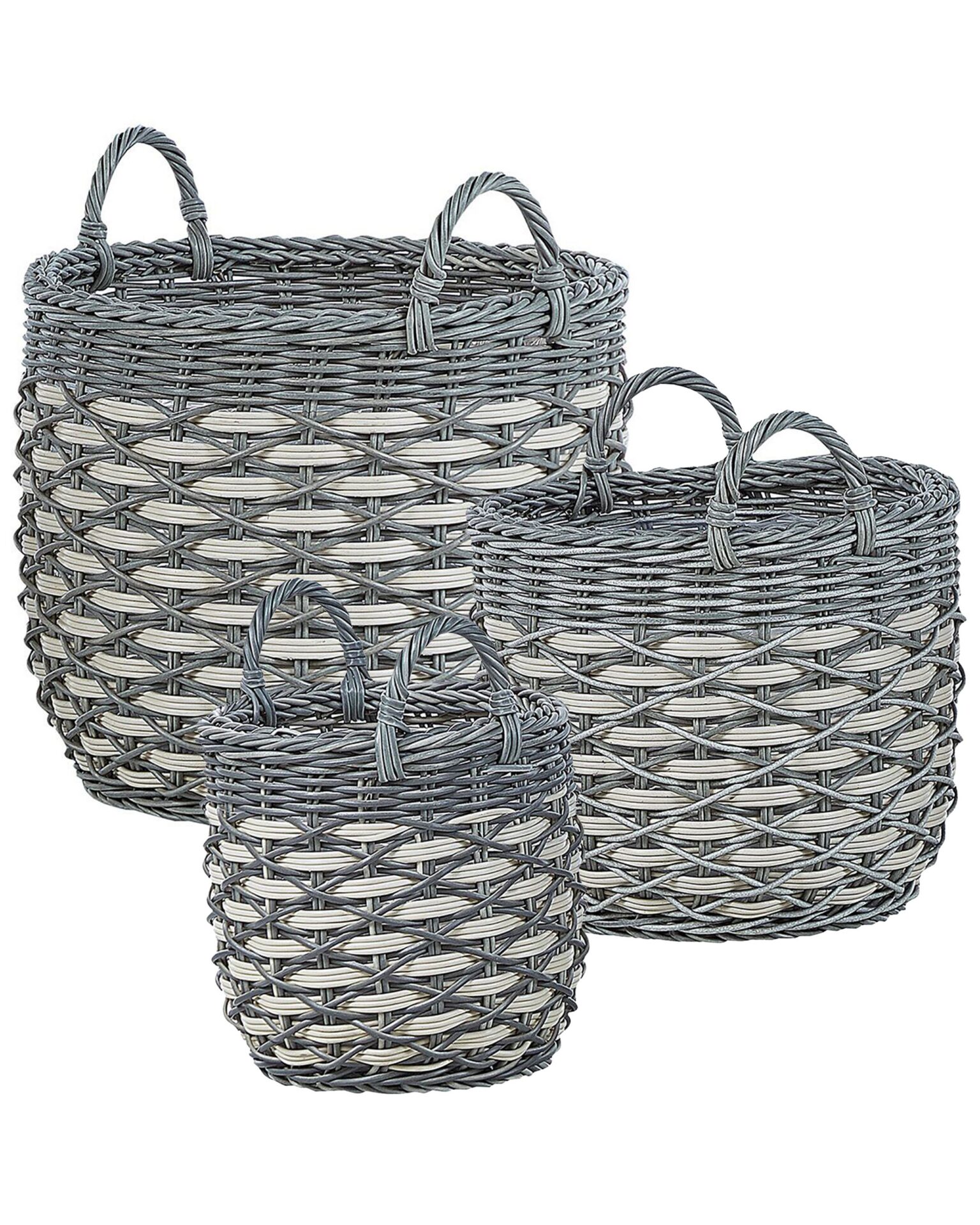 Zestaw 3 koszy na kwiaty GEFIRA 31/39/49 cm Szary Technorattan