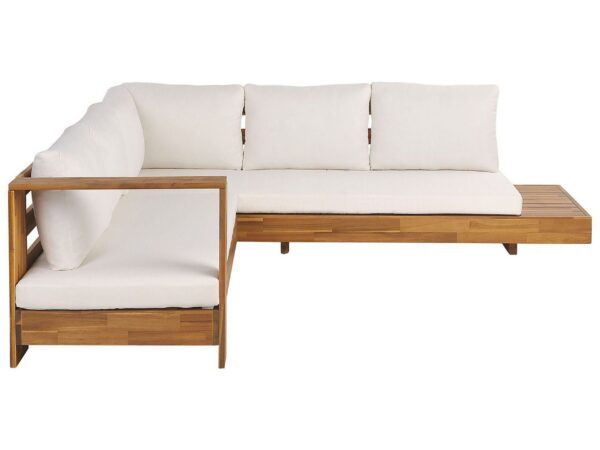 Narożnik ogrodowy dla 5 osób MARETTIMO Prawostronny Złamana biel Certyfikowane drewno akacjowe