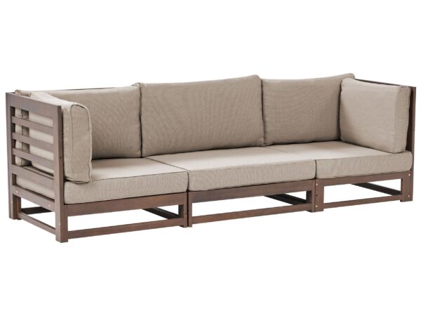 Sofa ogrodowa dla 3 osób TRANI Modułowy Certyfikowane drewno akacjowe Ciemnobrązowy