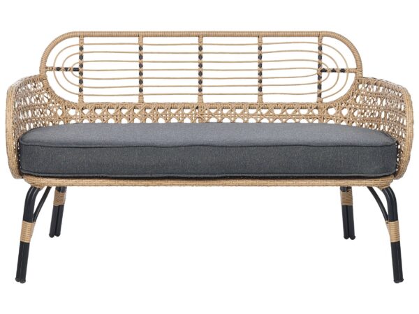Ławka ogrodowa z poduchą PRATELLO 122 cm Technorattan Naturalny