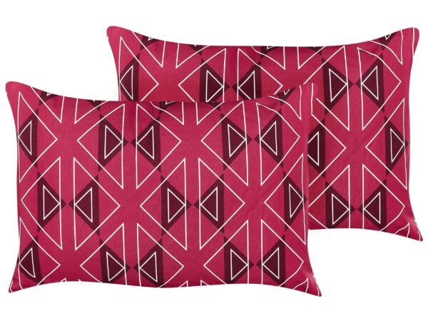 Zestaw 2 poduszek ogrodowych MEZZANO Wzór geometryczny 40 x 60 cm Fuksja