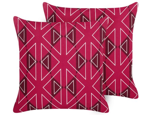 Zestaw 2 poduszek ogrodowych MEZZANO Wzór geometryczny 45 x 45 cm Różowy