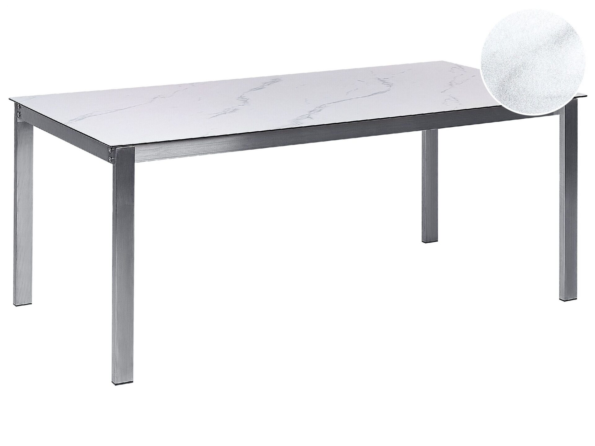 Stół ogrodowy COSOLETO 180 cm 90 cm Efekt marmuru Szkło Biały