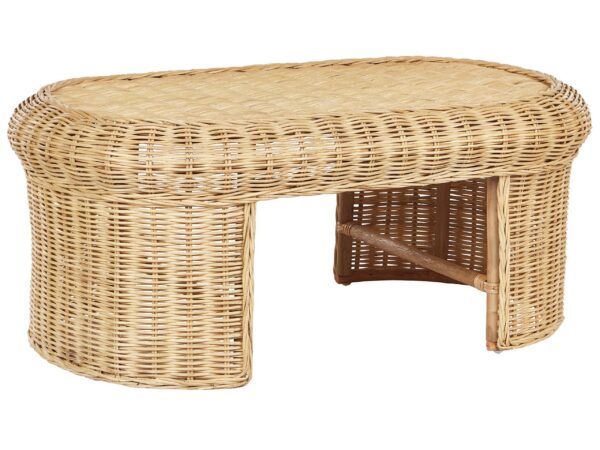 Stolik kawowy ogrodowy LIVADEIA 60 cm 96 cm Rattan Naturalny