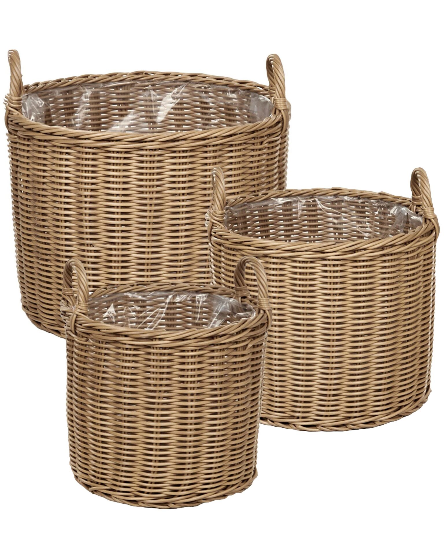 Zestaw 3 koszy na kwiaty PENDULA 33/37/45 cm Naturalny Technorattan