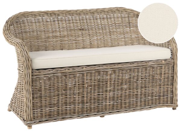 Ławka ogrodowa z poduchą SUSUA 141 cm Rattan Naturalny