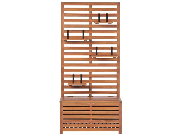 Ławka-schowek z półkami MATINO Drewno akacjowe 170 cm 80 cm Brązowy