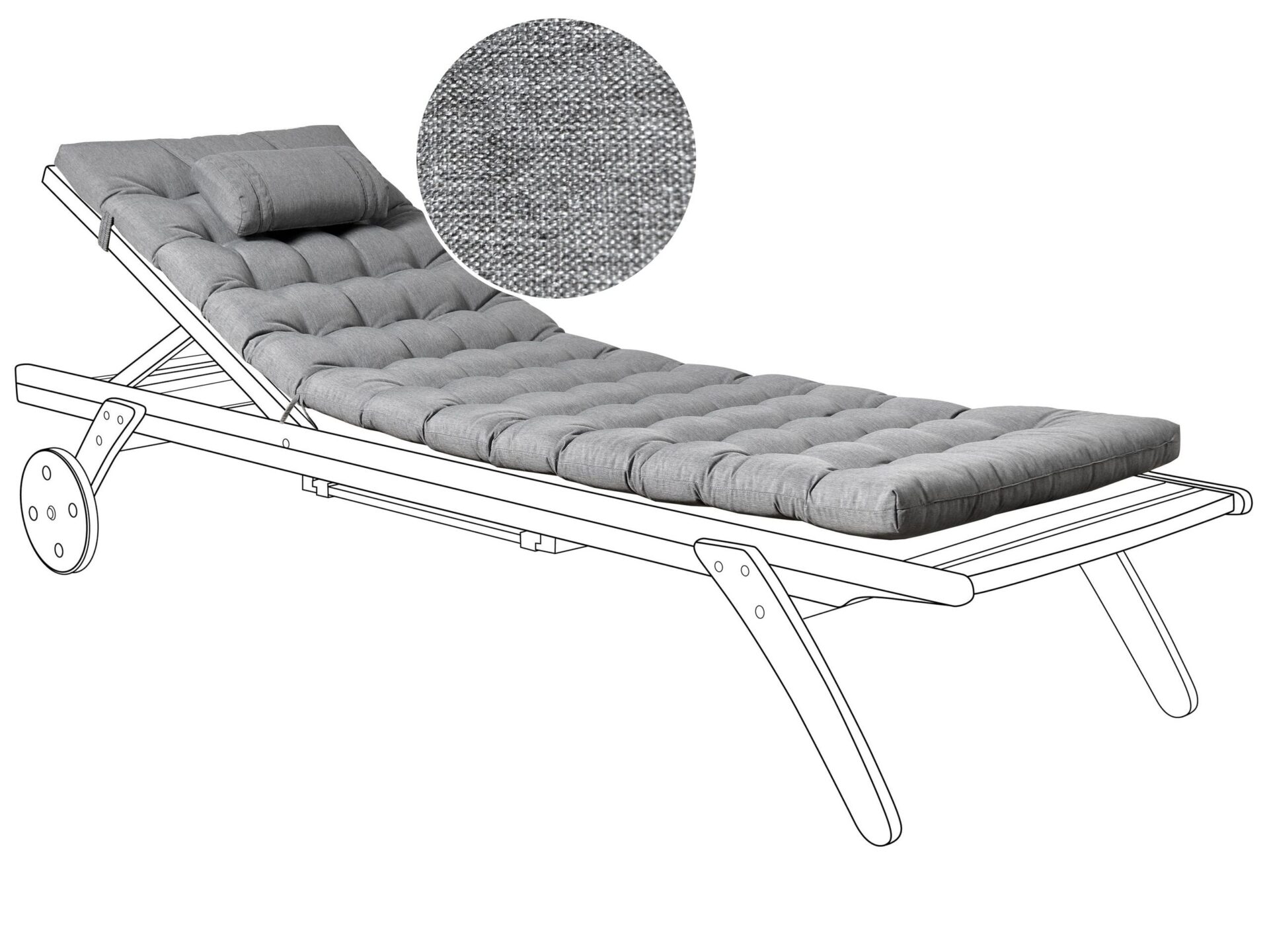 Poduszka na leżak ogrodowy CESANA PREMIUM 192 x 56 cm Szary melanż