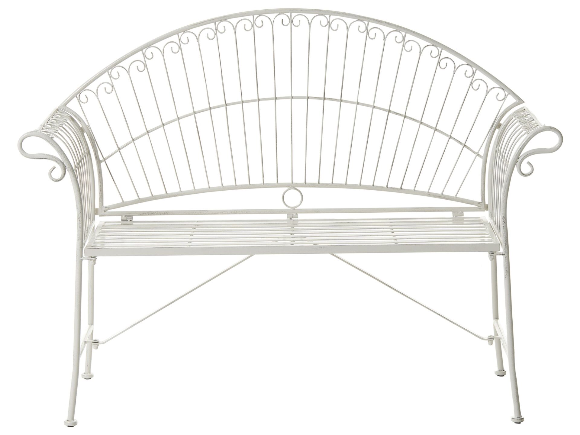 Ławka ogrodowa GUALEA 130 cm Metal Złamana biel